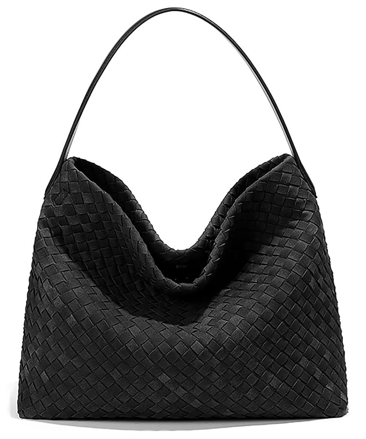 Woven Suede Shoulder Bag for Women Suede Hobo Bag Tote Elegant Handbag Satchel for Work Travel | Amazon (US)