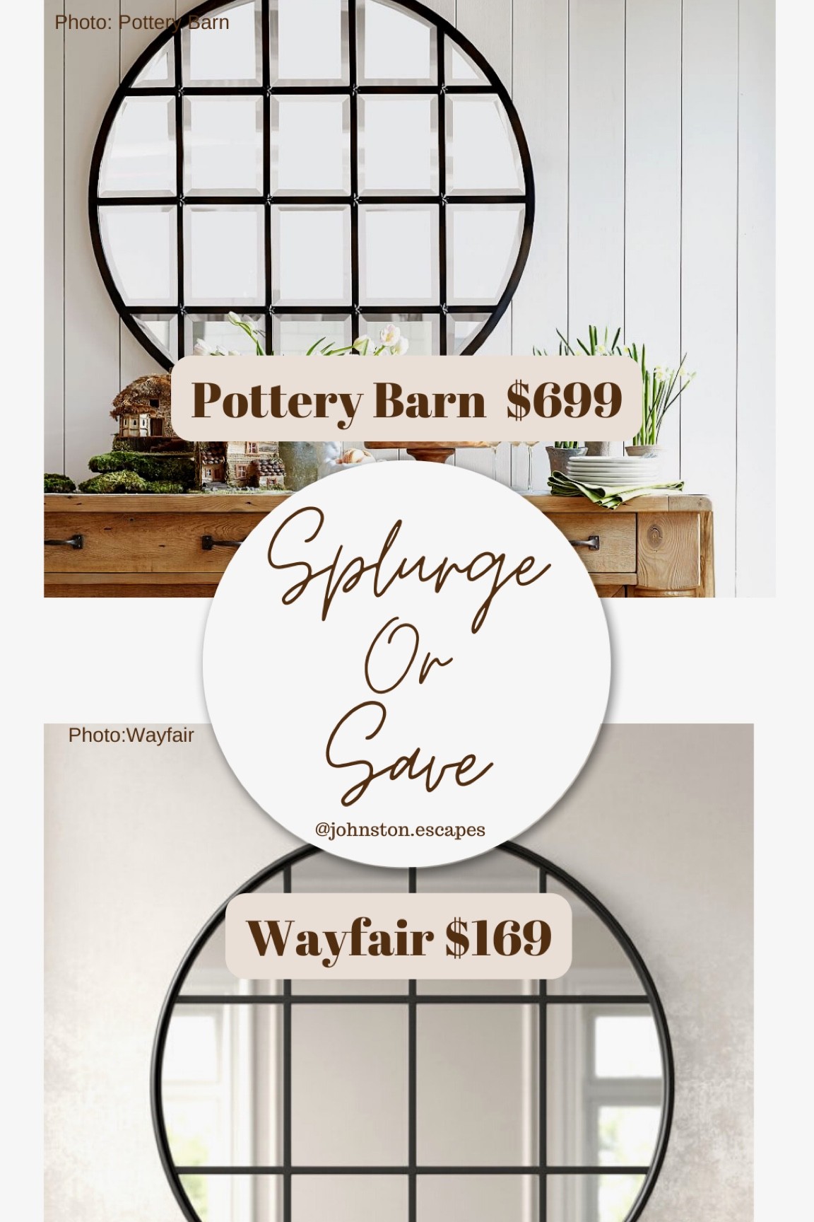 Splurge or save! Pottery Barn Vs. Wayfair mirror!

#LTKCyberweek #LTKsalealert #LTKhome