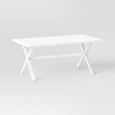 Seabury Steel 6 Person Rectangle Patio Dining Table, Outdoor Furniture - White - Threshold™ | Target
