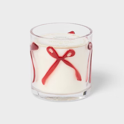 LED Embossed Bow Glass Color Changing Sugared Watermelon Jar Candle Red 7oz - Threshold™ | Target