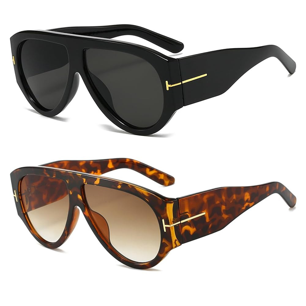 Trendy Oversized Aviator Sunglasses for Women Men Square Thick Frame Large Sun Glasses UV400 Prot... | Amazon (US)