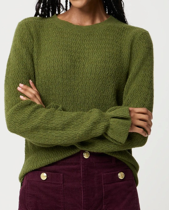 Ruffle sleeve sweater - in olive green, cream, and pink

#LTKSeasonal #LTKSaleAlert