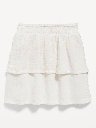 Double-Weave Smocked Tiered Skirt for Girls | Old Navy (US)