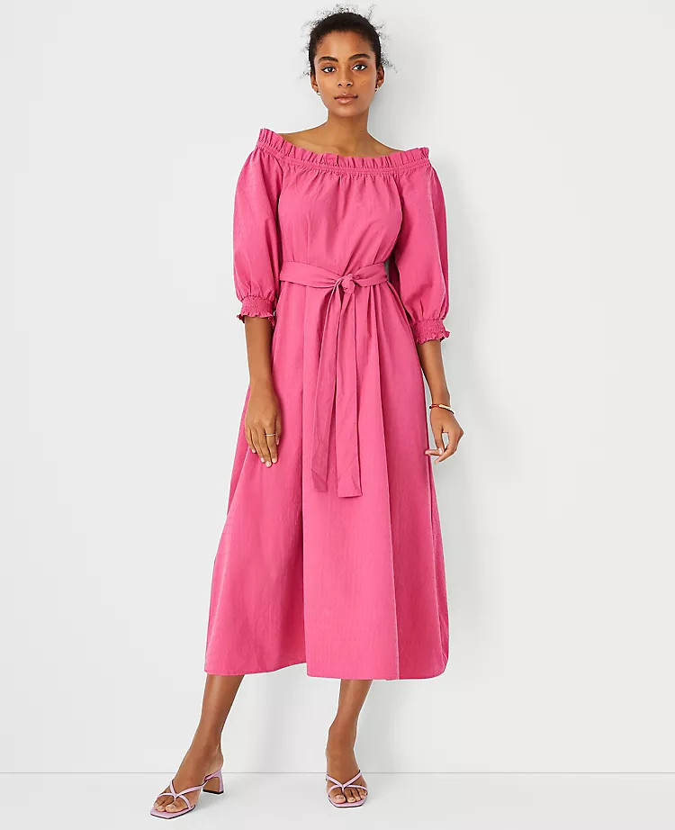 Tie Waist Midi Flare Dress | Ann Taylor (US)