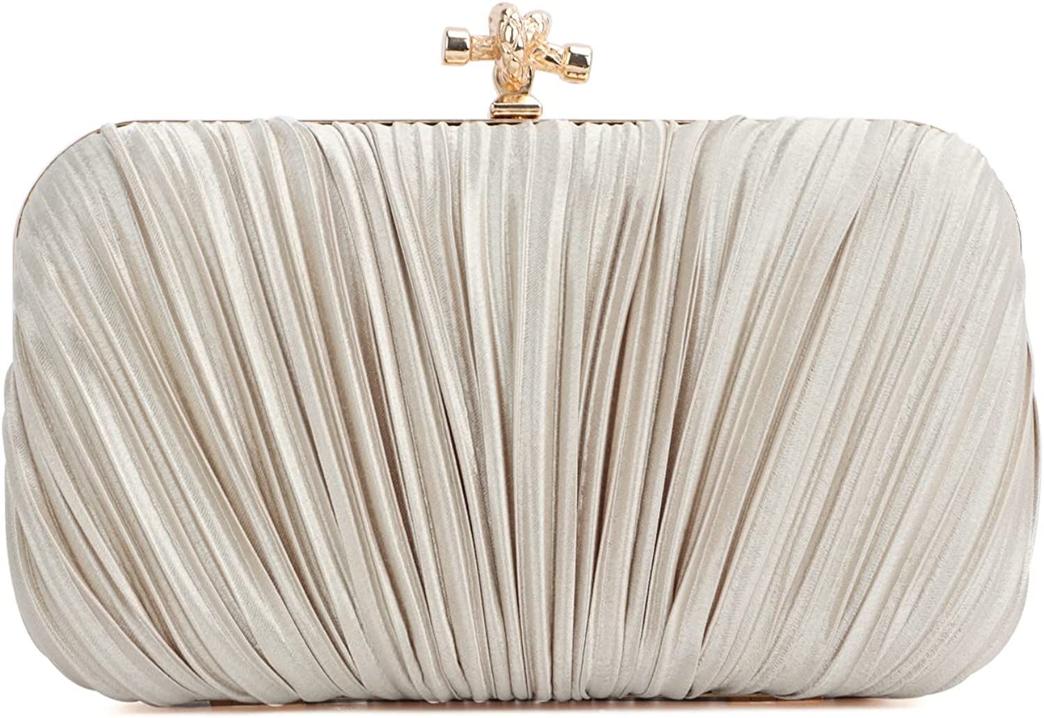 Freie Liebe Clutch Purses for Women Evening Bag Pleated Clutch Bag with Chain for Wedding Party | Amazon (US)