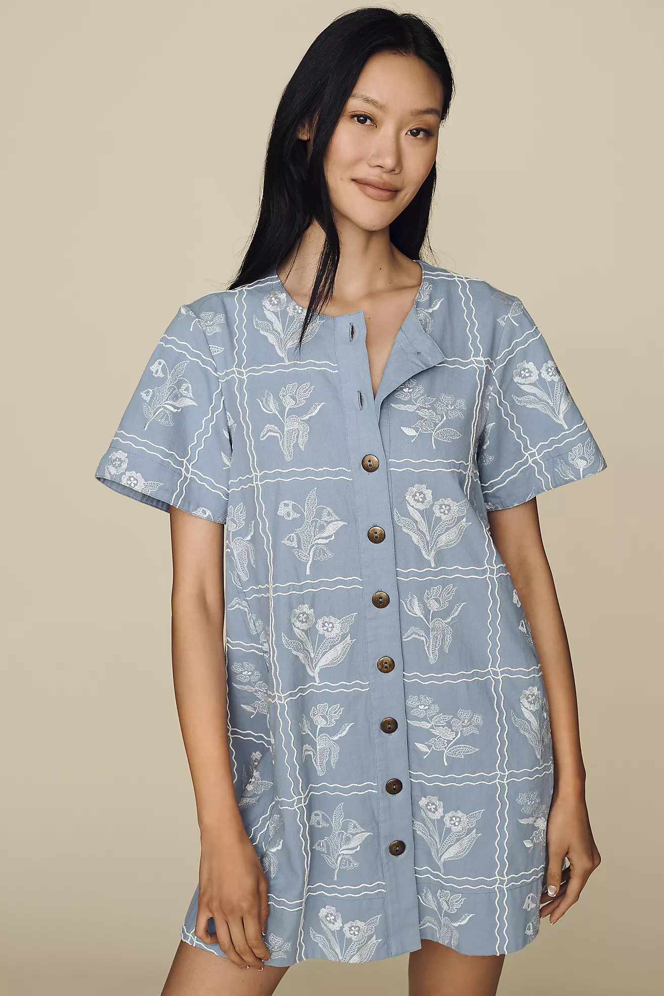 Maeve Pollie Swing Buttondown Mini Dress | Anthropologie (US)