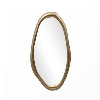15.25 in. W x 29.5 in. H Oval Gold Iron Metal Frame Accent Wall Mirror | The Home Depot
