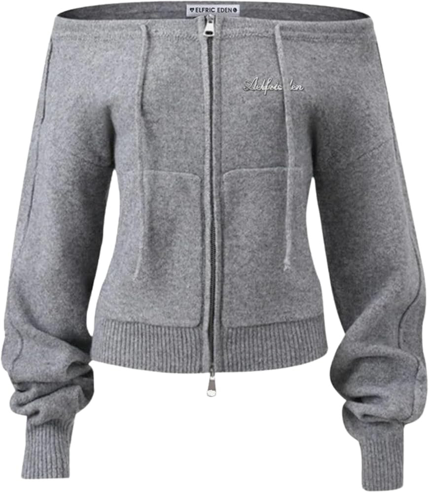Aelfric Eden One Shoulder Zip Up Cardigan Sweater | Amazon (US)