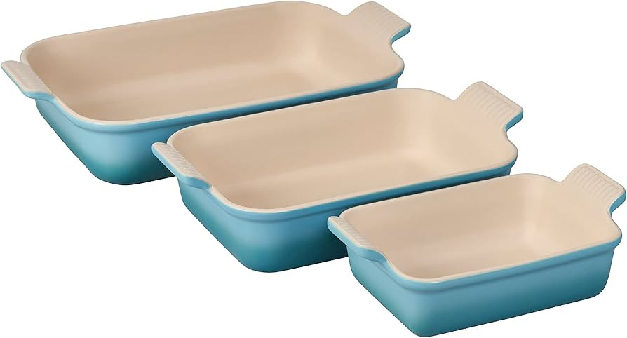 Le Creuset Stoneware Heritage Set 3 Rectangular Dishes, Caribbean | Amazon (US)