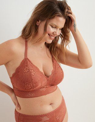 Aerie Hibiscus Lace Padded Racerback Bralette | American Eagle Outfitters (US & CA)