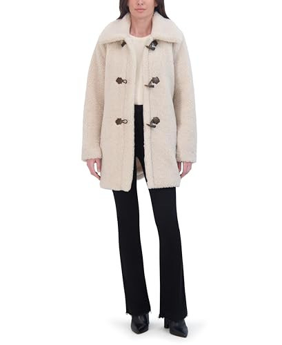 Laundry by Shelli Segal Women's Faux Sherpa Toggle Jacket– Coat with Oversized Collar, Faux Horn Toggles, Lower Pockets, Dark Cream, X-Large | Amazon (US)