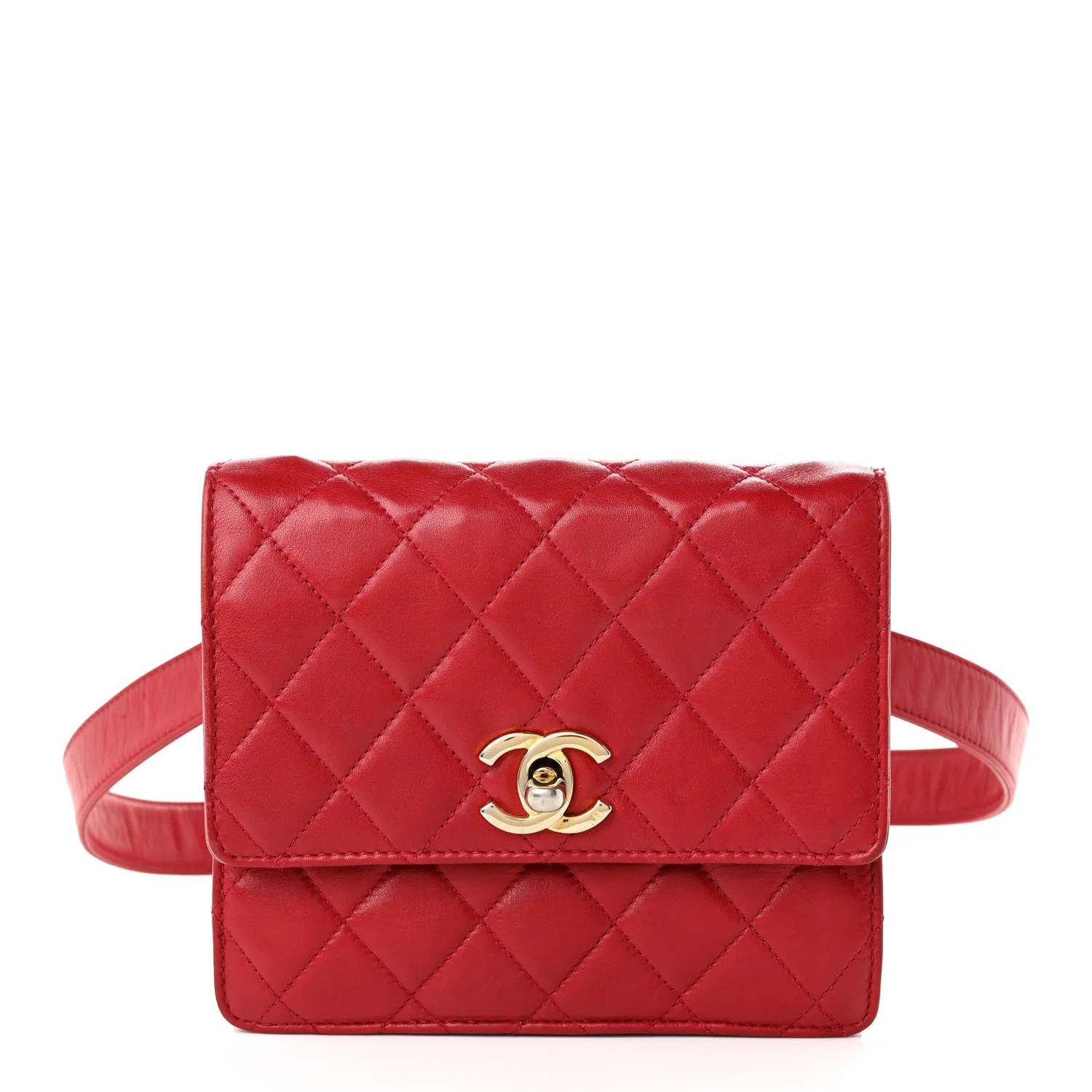 Chanel Lambskin Quilted Flap Waist Belt Bag 75 30 Red 1944707 | FASHIONPHILE (US)