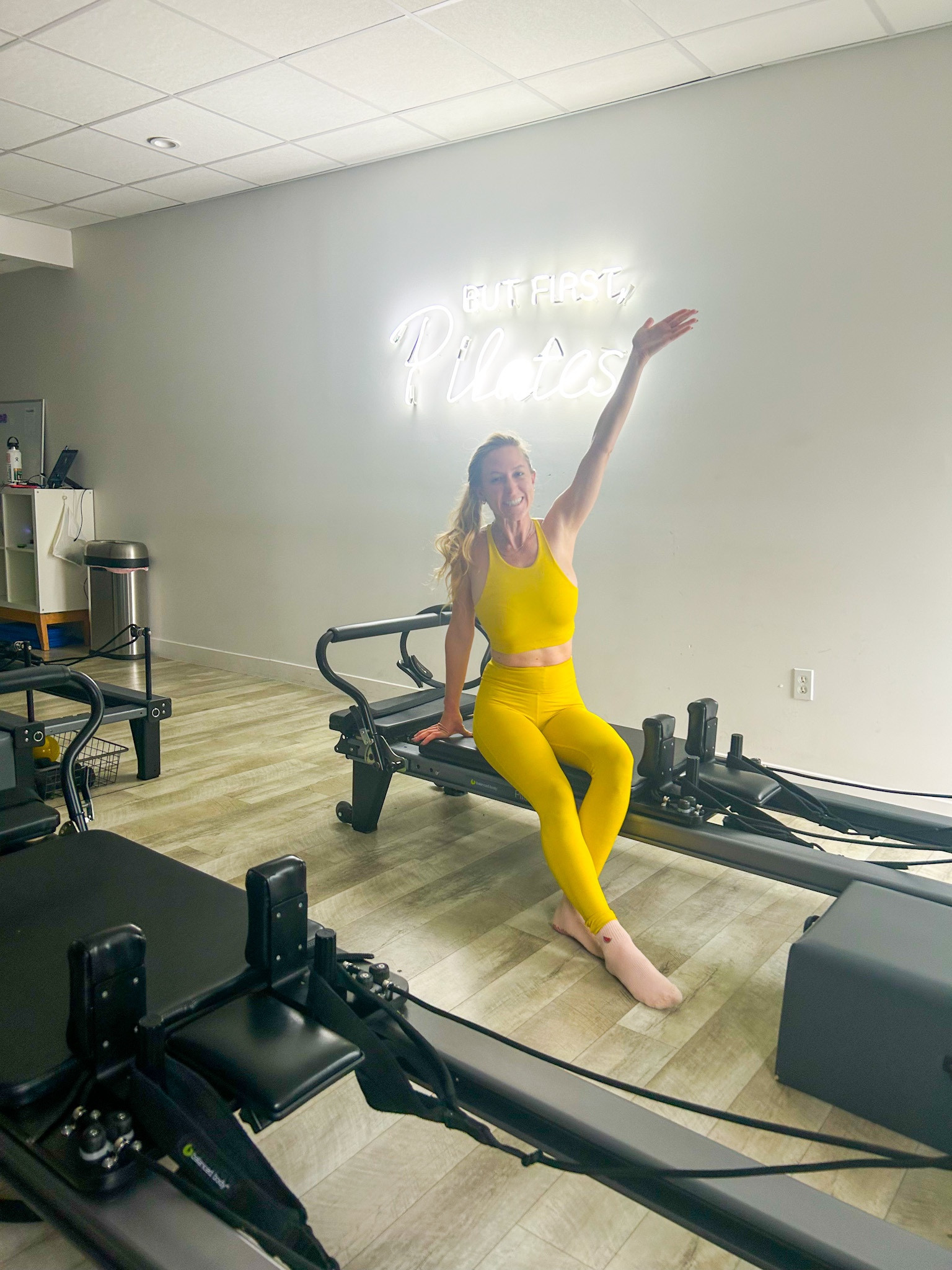 Yellow leggings and tank top workout set - been wearing for years and it always looks cute! 

#LTKfitness