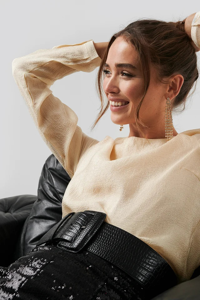 Shirred Structured Blouse Beige | NA-KD DE, AT, CH