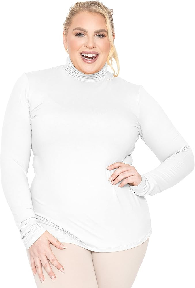 Women's Plus Size Warm Long Sleeve Turtleneck Top | Ultra Soft | Adult XL to 5X | Amazon (US)