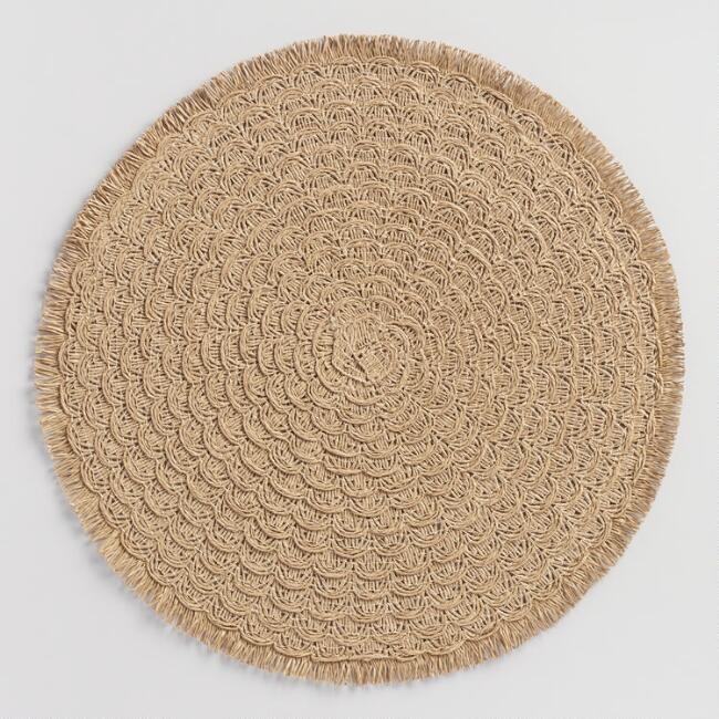 Round Natural Braided Placemat With Fringe Set Of 4 | World Market