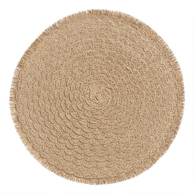 Round Natural Braided Placemats with Fringe Set of 4 | World Market