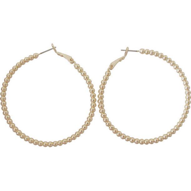 Time And Tru Gl Shotbead Hoop Gold Large Hoop | Walmart (US)