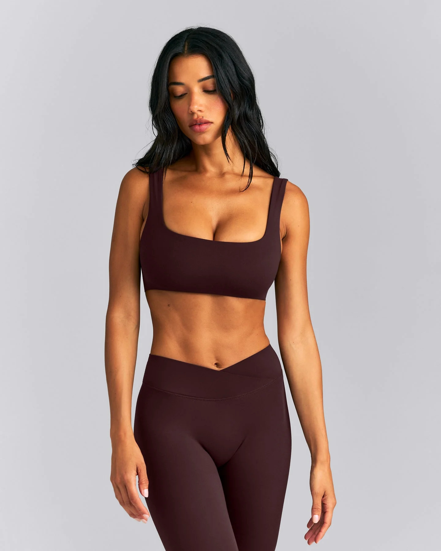 SoftMotion\u2122 Soft Square Neck Sports Bra New Branding 
 Plum Brown | Oner Active (UK / US)
