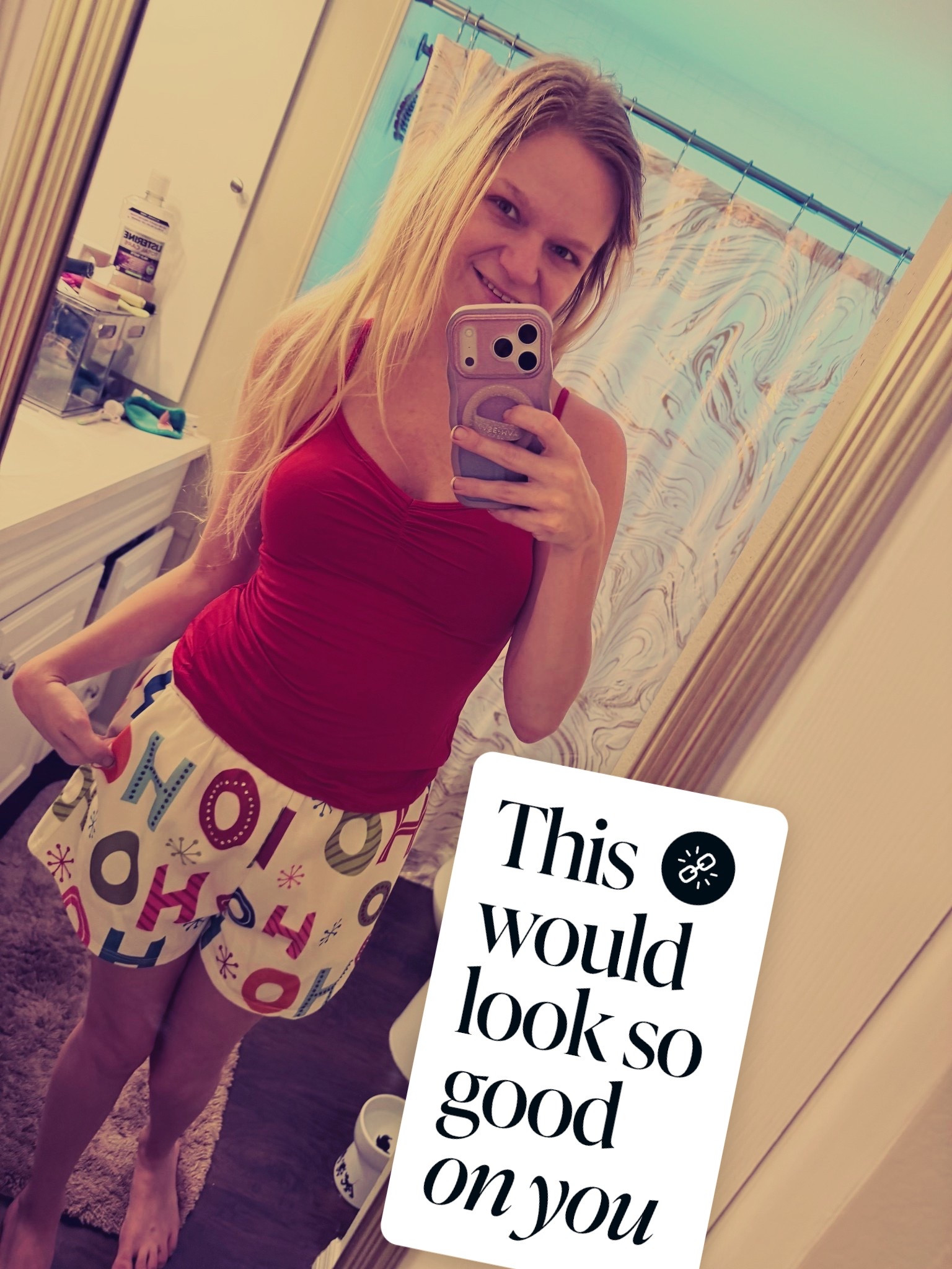 Perfect cozy Christmas outfit! Love klassy tanks are amazing they have built in bras! Super comfy light weight tank I wear a size medium with medium inserts & medium shorts.  

#LTKSeasonal #LTKGiftGuide #LTKHoliday