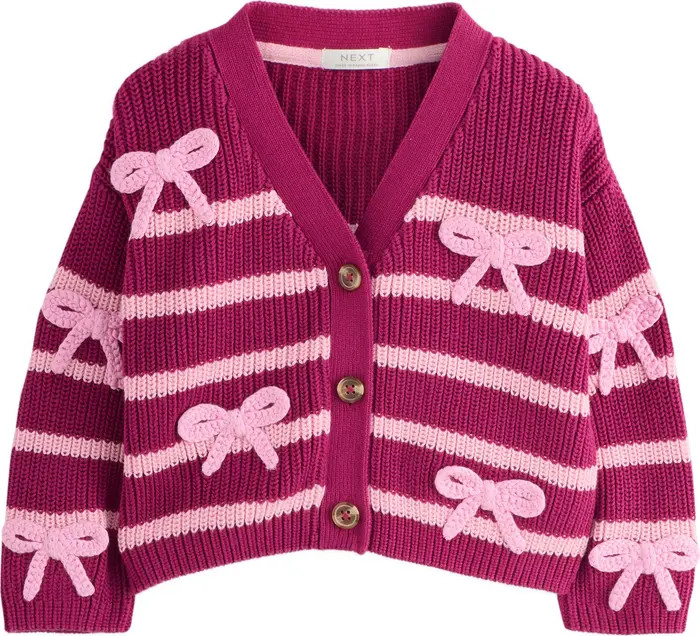 Kids' Bow Detail Stripe Cardigan | Nordstrom