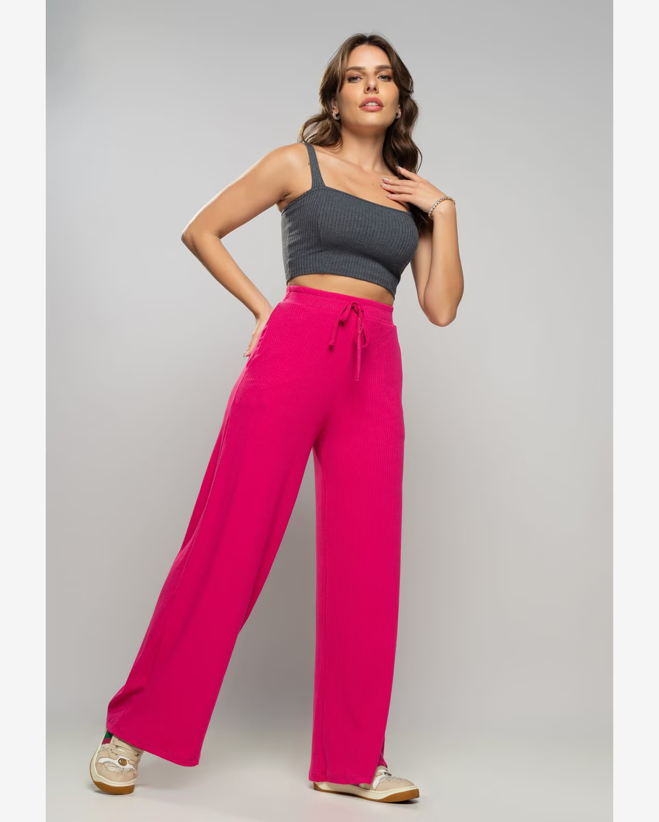 Cropped  Top Faixa Comfy Malha Canelada Grafite Salvatore Fashion | Riachuelo (BR)
