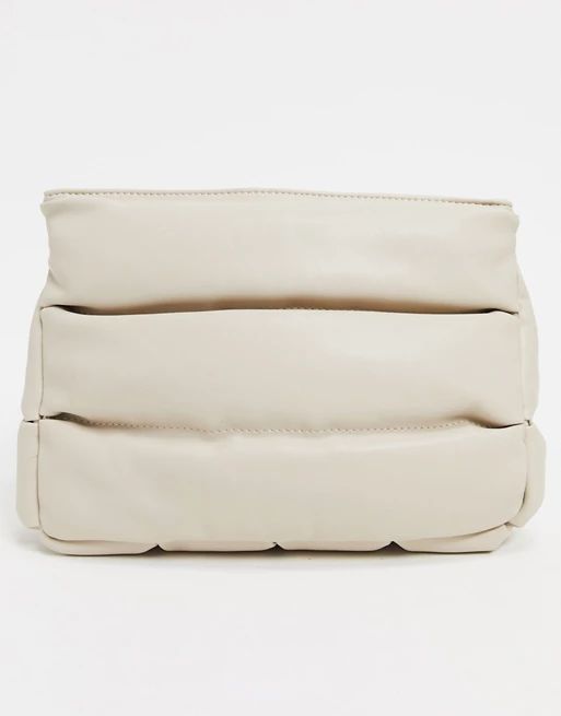 ASOS DESIGN clean clutch bag in off white quilted puff | ASOS (Global)