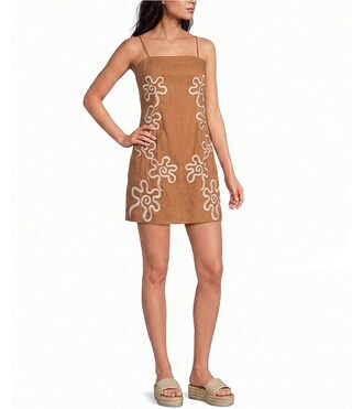 Gianni Bini Martha Floral Square Neck Sleeveless Linen Sheath Mini Dress | Dillard's | Dillard's
