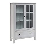 Benjara 47.1 Inches 2 Door Accent Cabinet with Glass Insert, White | Amazon (US)