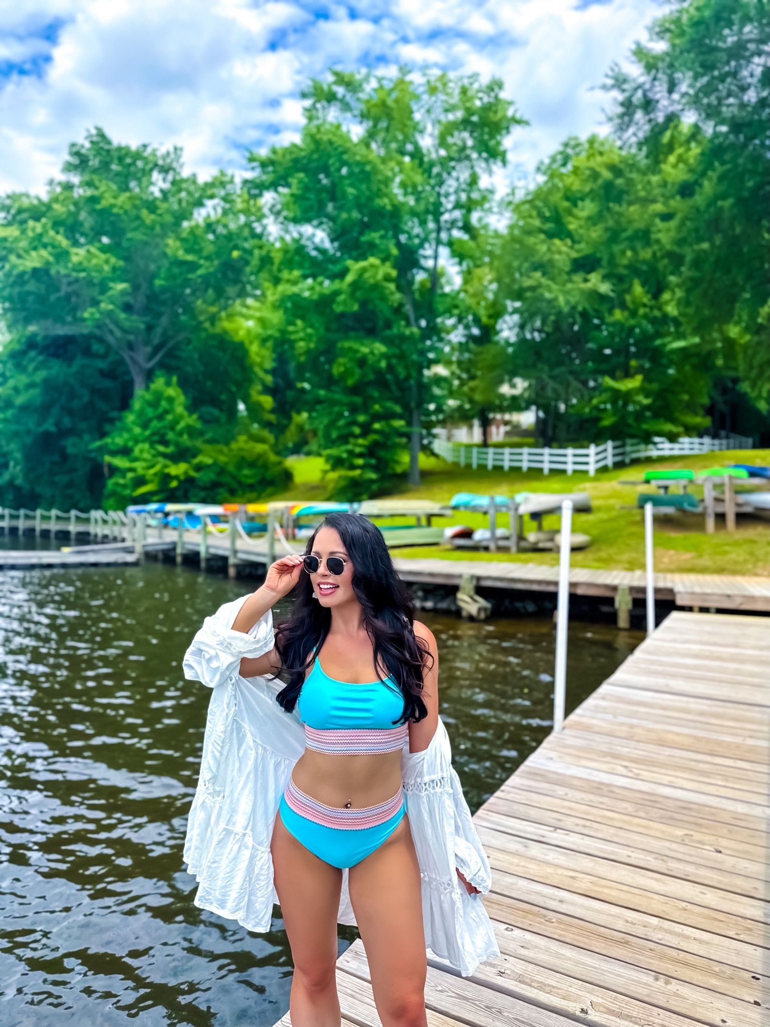 Under $30 amazon high waisted color block bathing suit (medium, 5+ colors), under $20 amazon button front white coverup (one size), under $10 amazon round sunglasses #founditonamazon  



#LTKSaleAlert #LTKSwim #LTKFindsUnder50