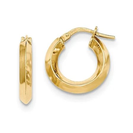 14K Yellow Gold Earring Hoop Women'S 16 mm 3.25 Beveled Tube Earrings | Walmart (US)