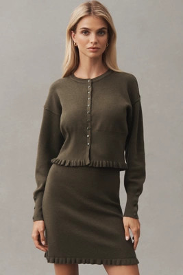 Pilcro Crew-Neck Fitted-Waist Cardigan Sweater | Anthropologie (US)