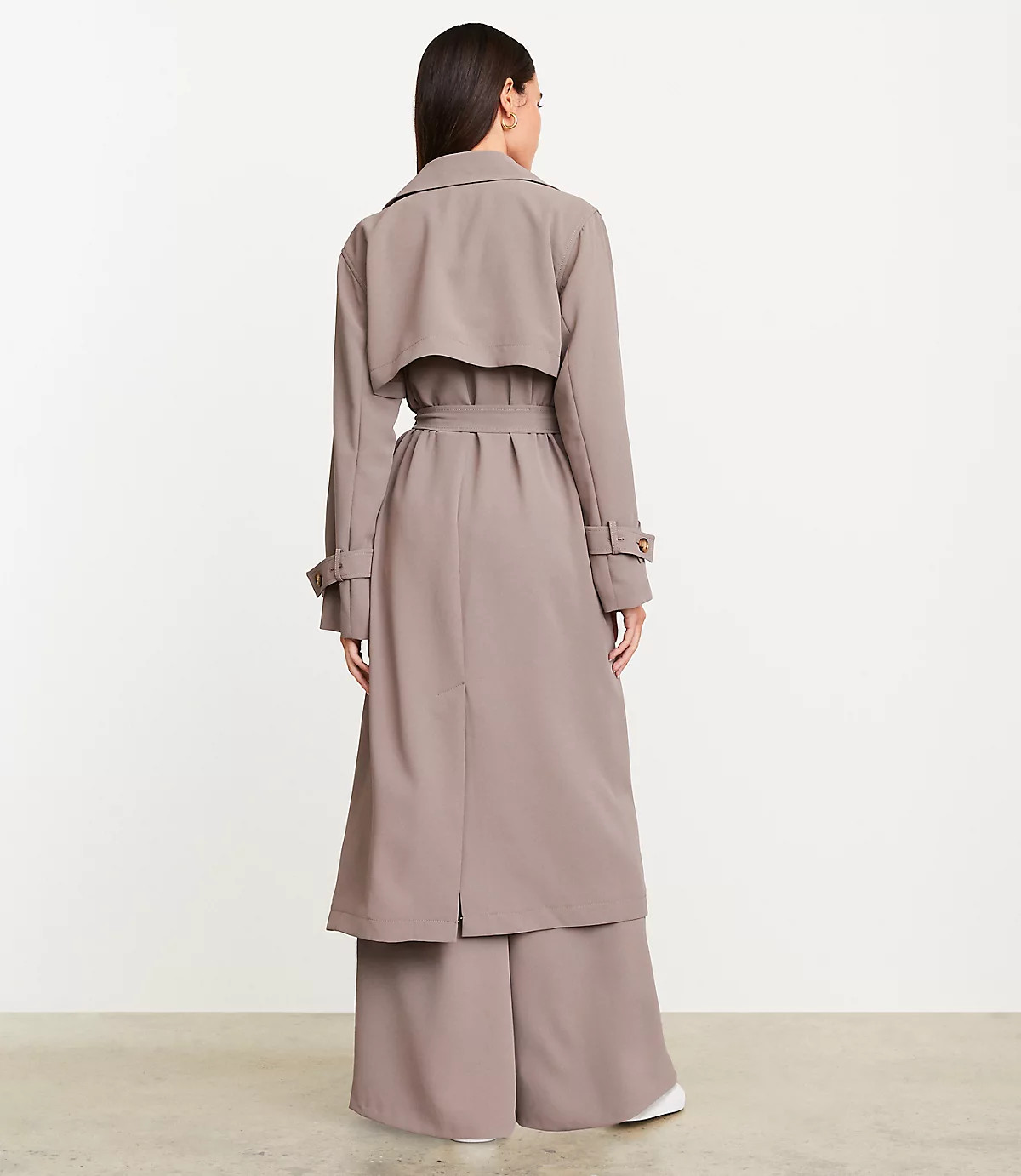 Petite LOFT Versa Crepe Drape Oversized Trench Coat | LOFT
