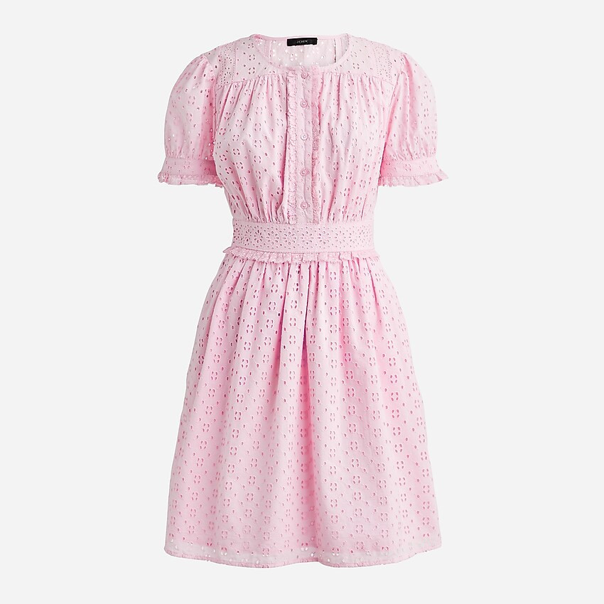 Button-front mini dress in eyelet | J. Crew US
