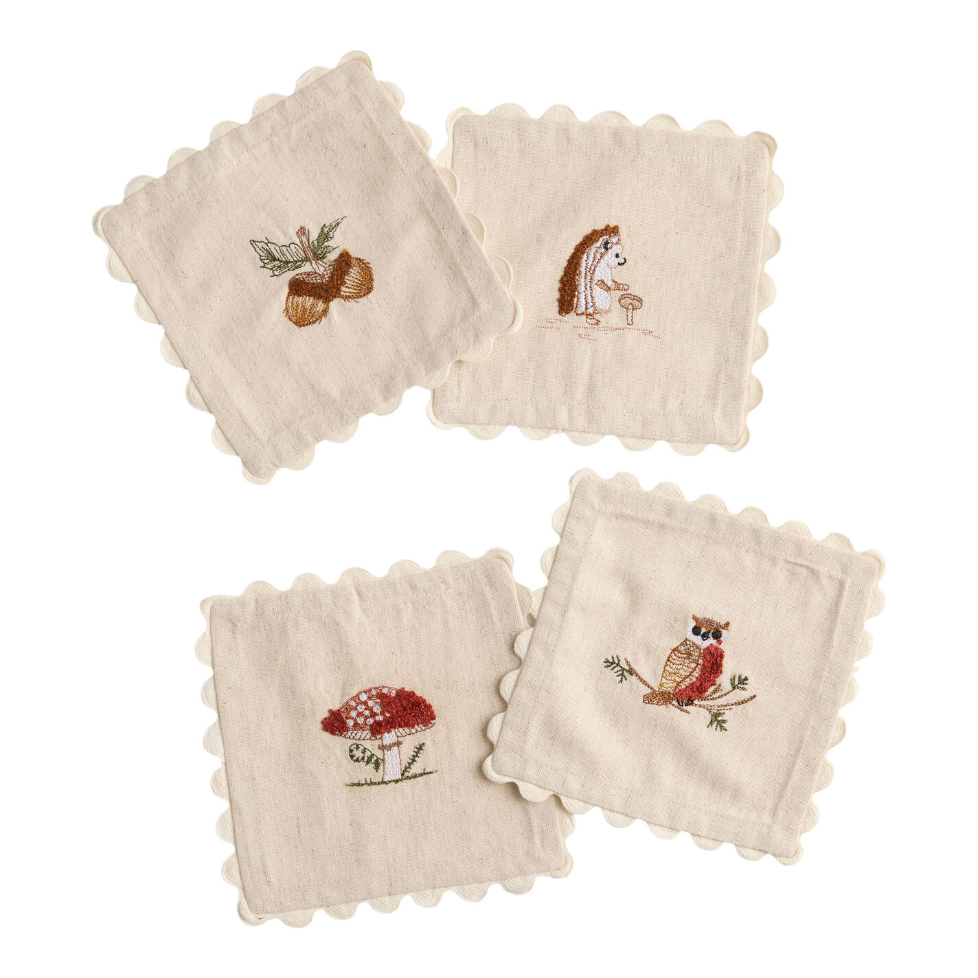 Oatmeal Embroidered Critters Cocktail Napkins 4 Pack | World Market