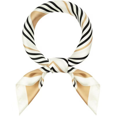 Elerevyo Women's Satin Striped Square Contrast Color Neckerchief Neck Scarves 1 Pc Khaki | Target