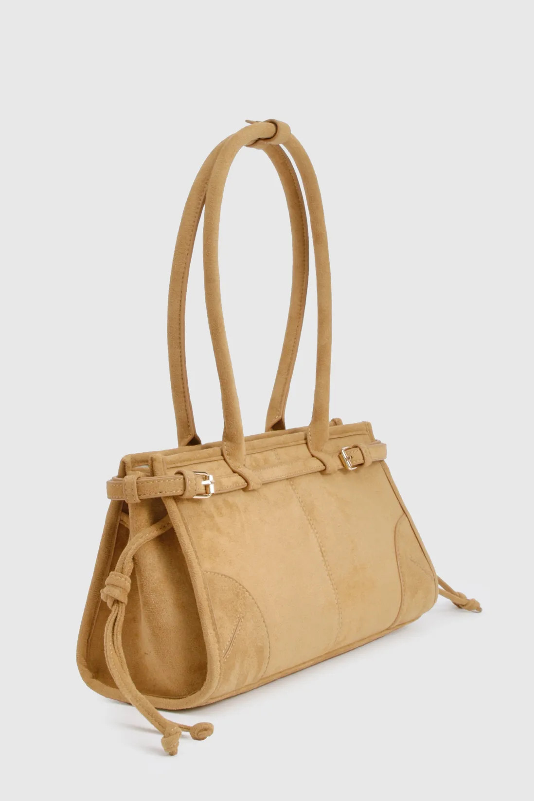 Faux Suede Buckle Trim Baguette Shoulder Bag | Boohoo.com (UK & IE)