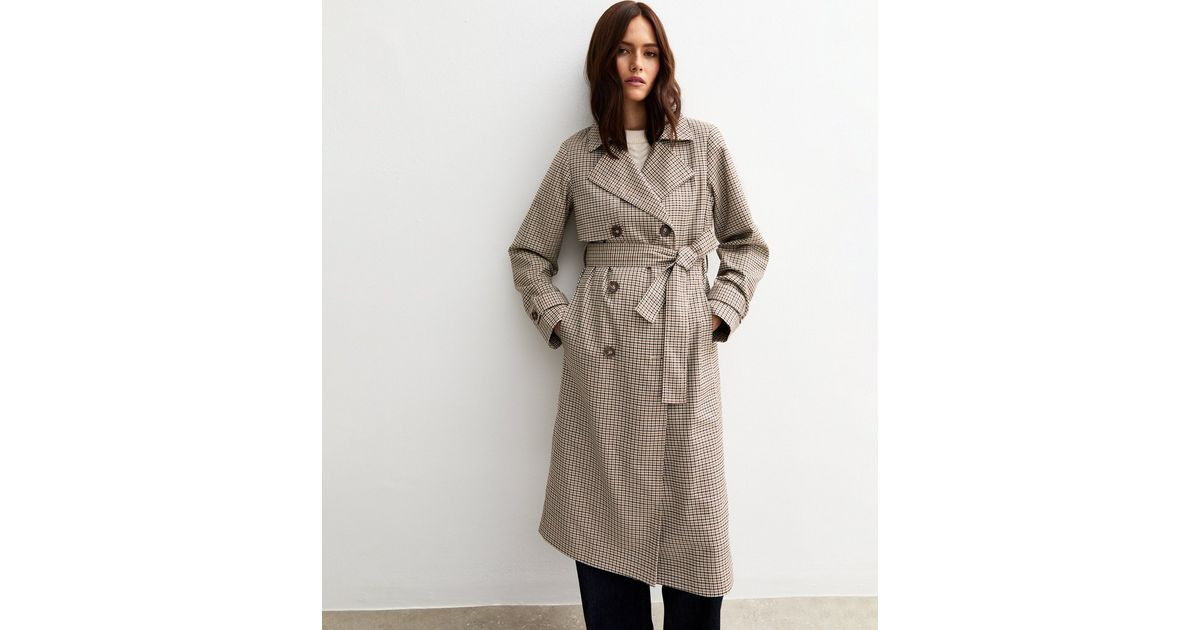 Brown Check Pattern Trench Coat | New Look | New Look (UK)
