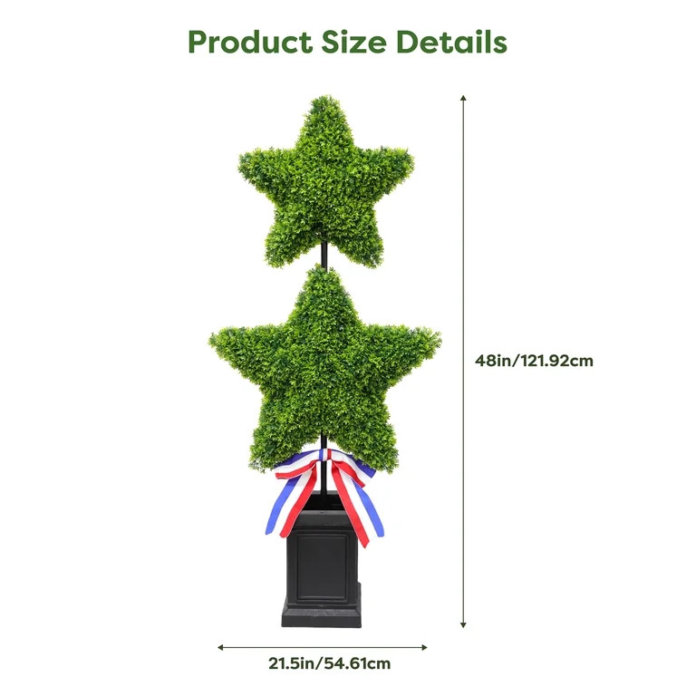 Two Star Artificial Topiary, 4', Patriotic by Way To Celebrate | Walmart (US)