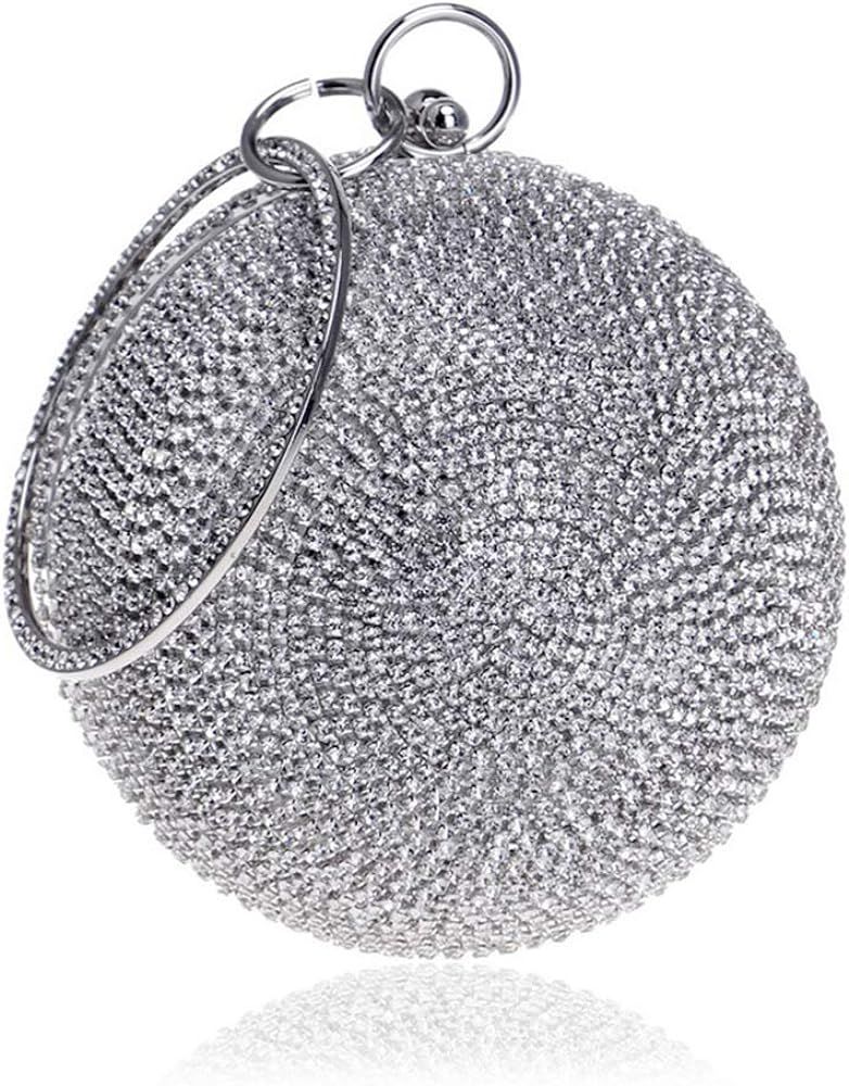 Tngan Ball Shape Clutch Purse Party Handbag Rhinestone Ring Handle Evening Bag | Amazon (US)