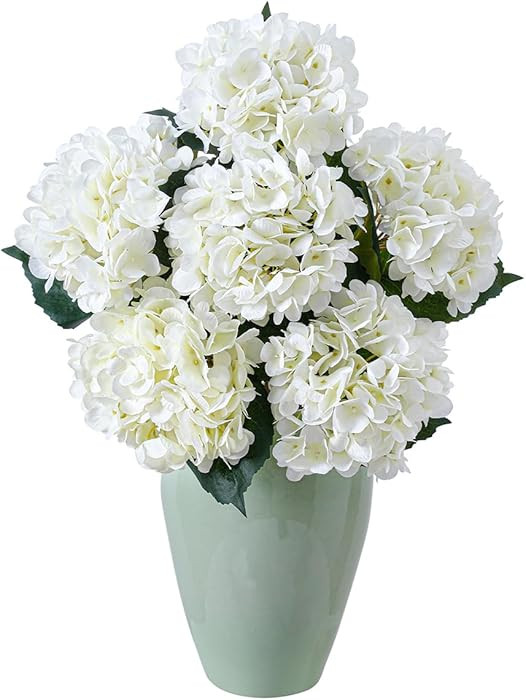 6PCS Realistic Artificial Silk Hydrangea Flowers – Premium Fake Hydrangea Flowers Bouquets with... | Amazon (US)