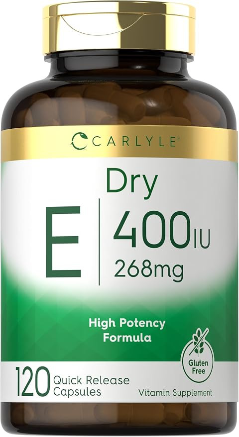 Carlyle Dry Vitamin E 400 IU | 120 Capsules | D-Alpha Tocopheryl | High Potency Formula | Non-GMO... | Amazon (US)