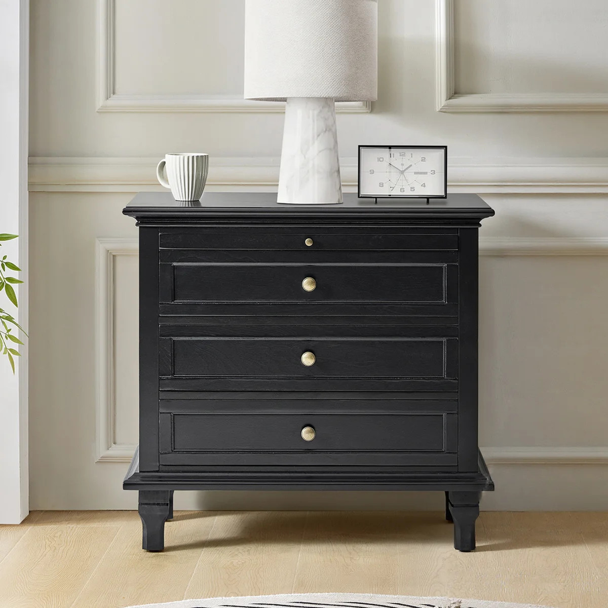 Arthelia Traditional 28.37''W 3-Drawer Nightstand with Charging Station and Pull-out Shelf | Wayfair North America