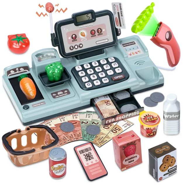 Wisairt Cash Register for Kids, Toy Cash Register with Scanner Voice Recognition Mobile Payment F... | Walmart (US)