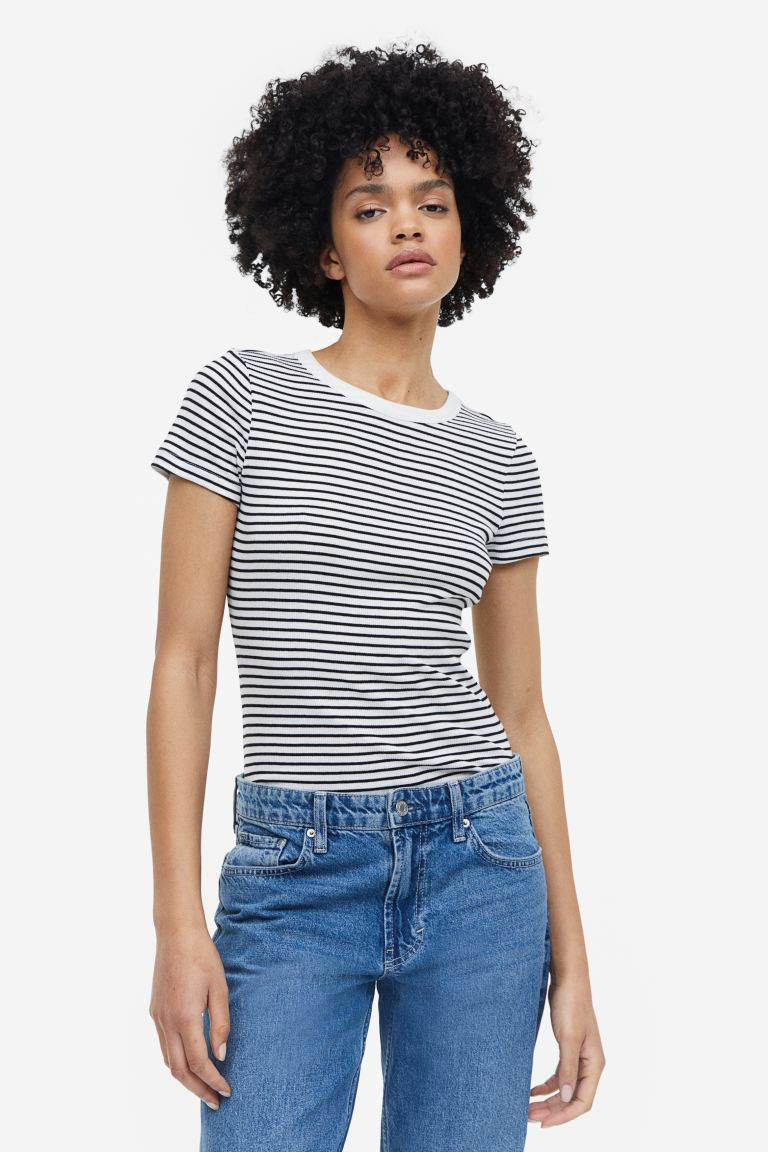 Ribbed Modal-blend T-shirt | H&M (US + CA)