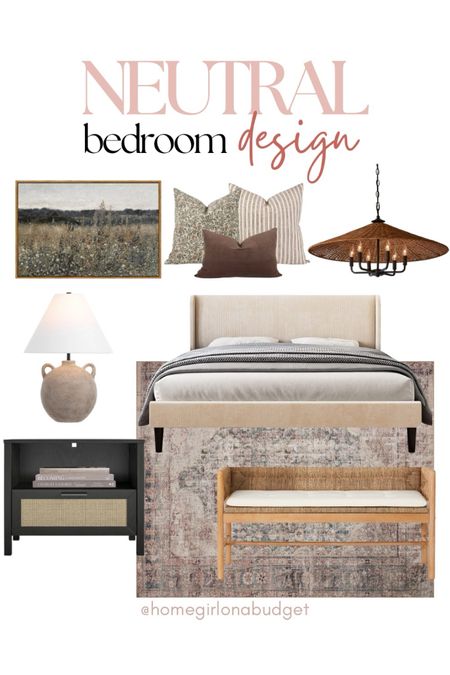 Neutral bedroom decor, neutral bedroom rug, bedroom inspo, bedroom wall art, black nightstand, bedroom bench, bedroom ceiling light, bedroom decor ideas, loloi amber lewis, loloi rug, bed frame, table lamp, bedside lamp, (4/18)

#LTKstyletip #LTKhome