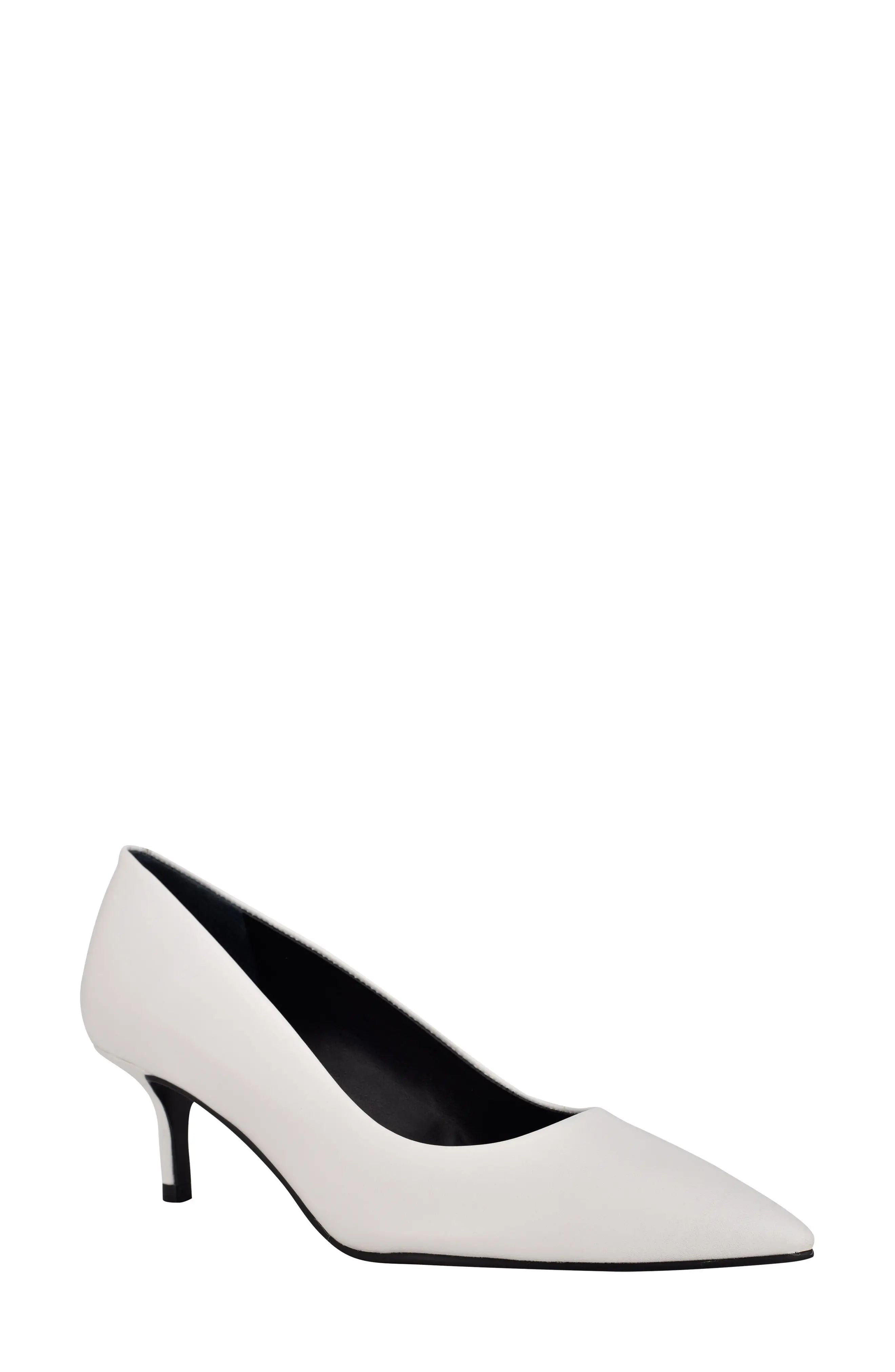 Calvin Klein Danica Pointed Toe Pump, Size 6.5 in White Leather at Nordstrom | Nordstrom
