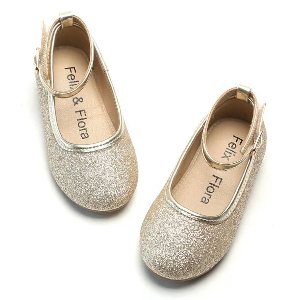 Felix & Flora Girls Gold Dress Shoes Mary Jane Ballet Flats Party Wedding School Size 11 Little K... | Walmart (US)