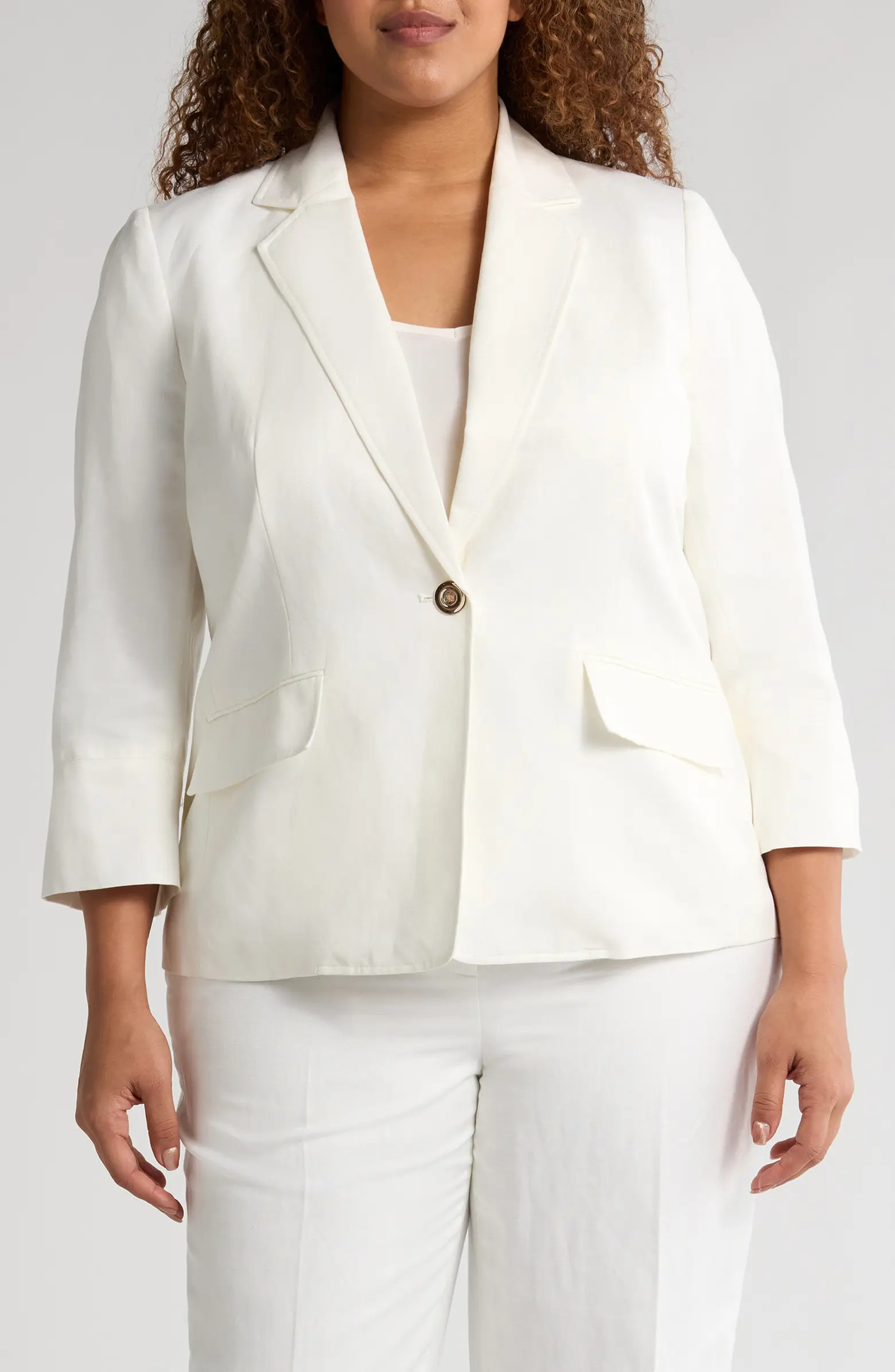 One-Button Linen Blend Jacket | Nordstrom