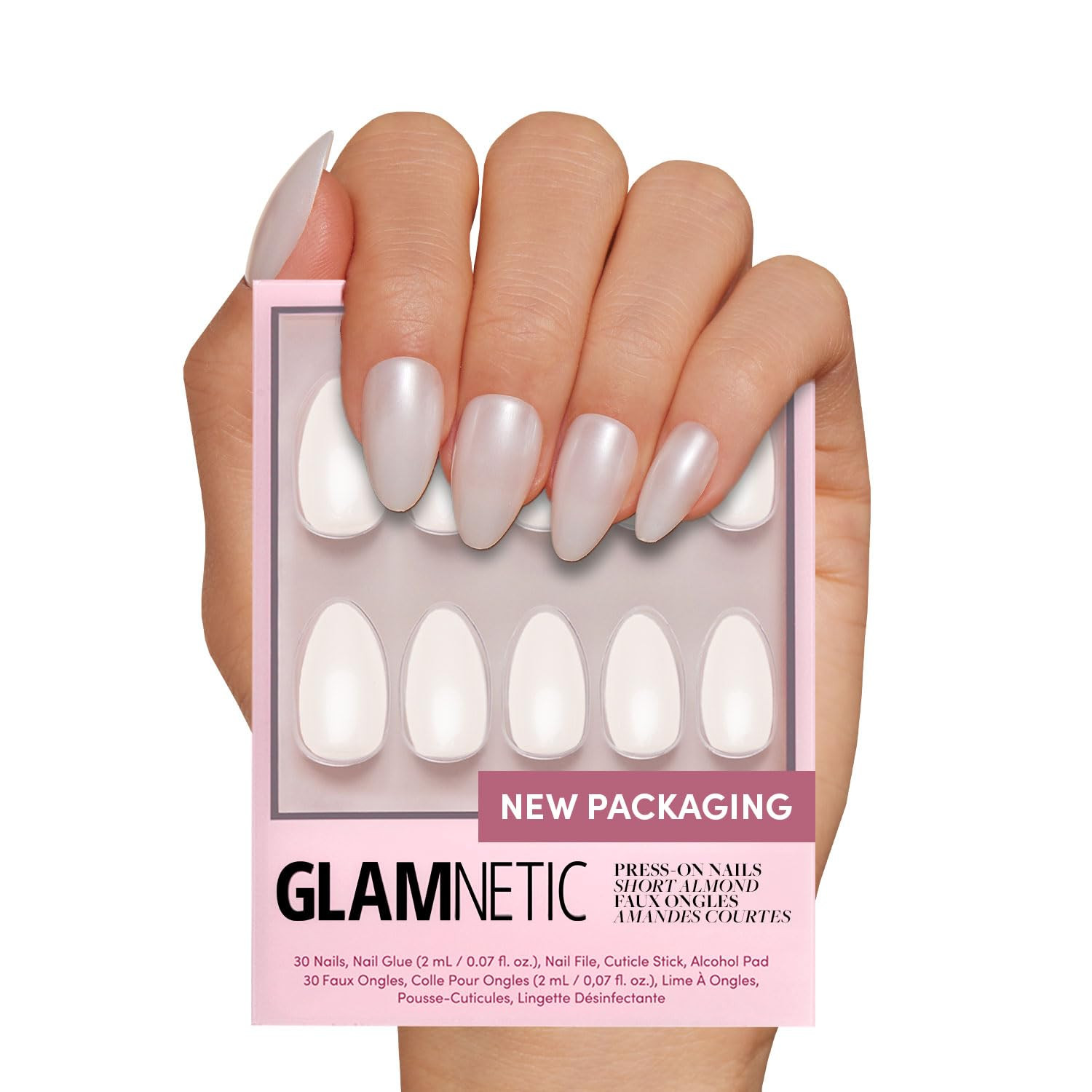 Glamnetic Press On Nails - Hailey | Glossy, Semi-Transparent, Short Almond Nails, Reusable | 15 S... | Amazon (US)